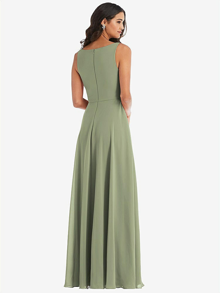 【STYLE: 1549】Deep V-Neck Chiffon Maxi Dress【COLOR: Sage】