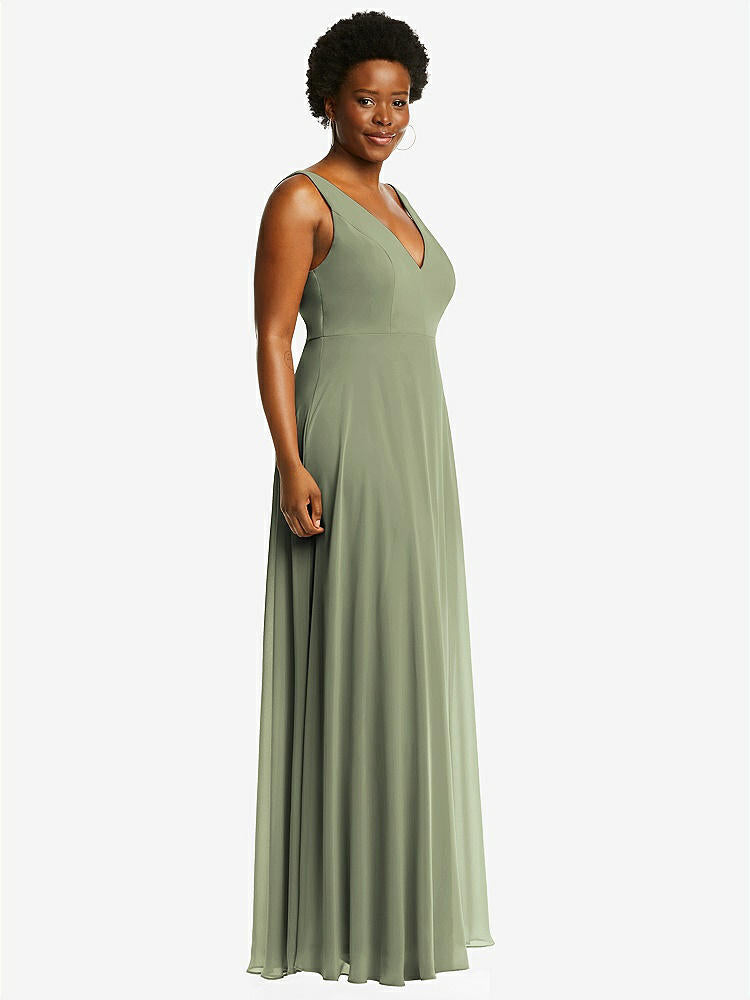 【STYLE: 1549】Deep V-Neck Chiffon Maxi Dress【COLOR: Sage】