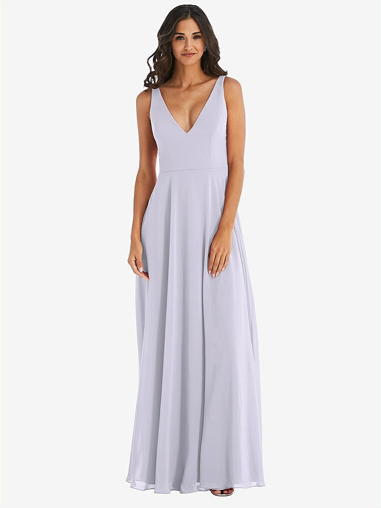 【NEW】【STYLE: 1549】ディープ Vネック シフォン マキシ ドレス【COLOR: Silver Dove】【SIZE: 00-30W】