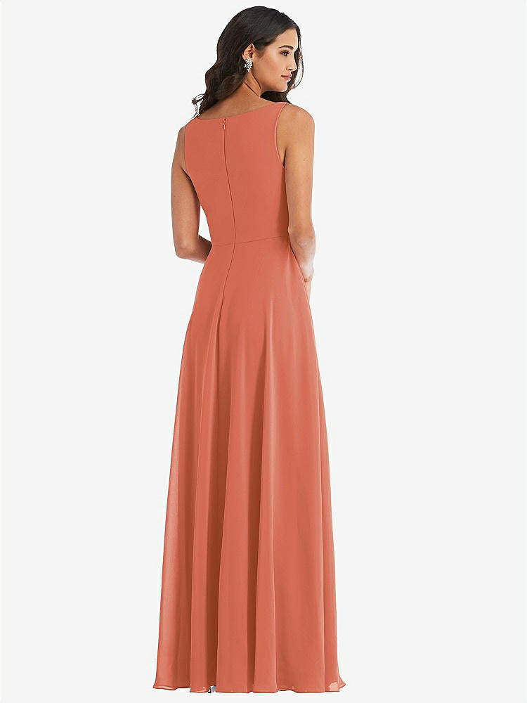 【STYLE: 1549】Deep V-Neck Chiffon Maxi Dress【COLOR: Terracotta Copper】