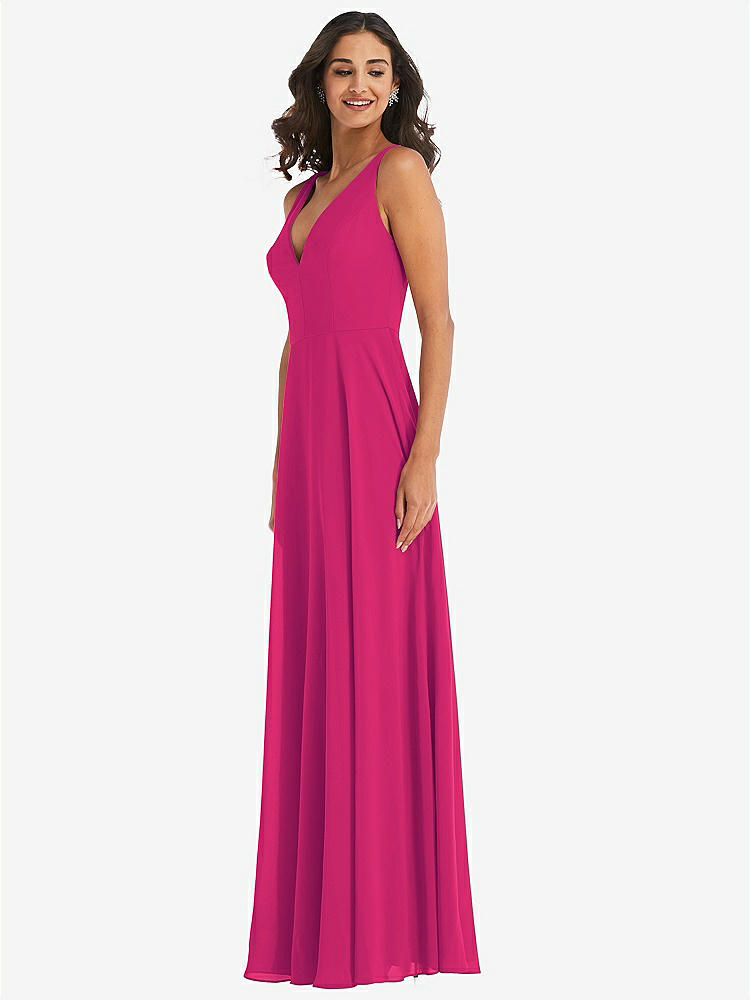 【NEW】【STYLE: 1549】ディープ Vネック シフォン マキシ ドレス【COLOR: Think Pink】【SIZE: 00-30W】