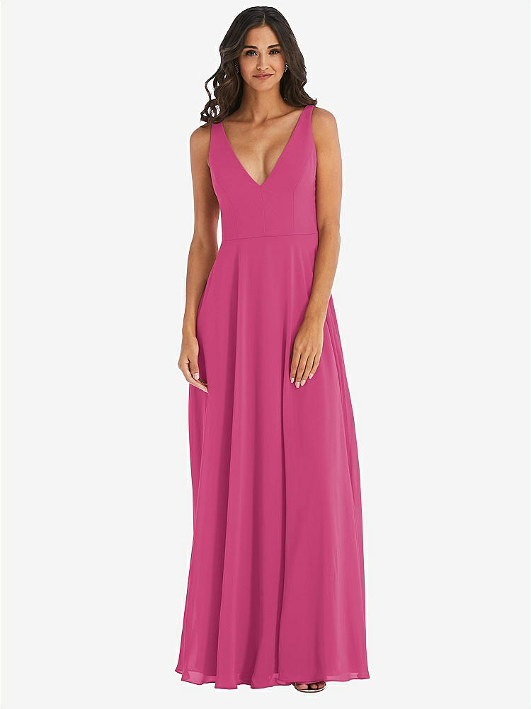 【STYLE: 1549】Deep V-Neck Chiffon Maxi Dress【COLOR: Tea Rose】