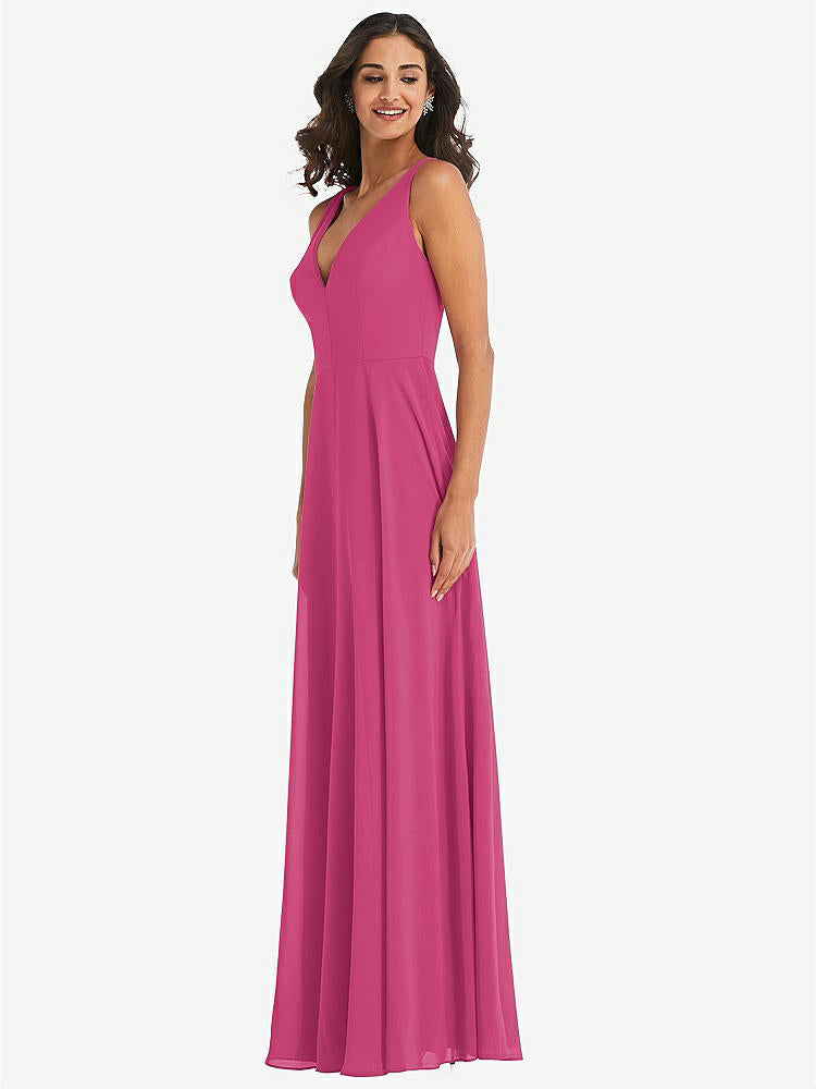 【STYLE: 1549】Deep V-Neck Chiffon Maxi Dress【COLOR: Tea Rose】