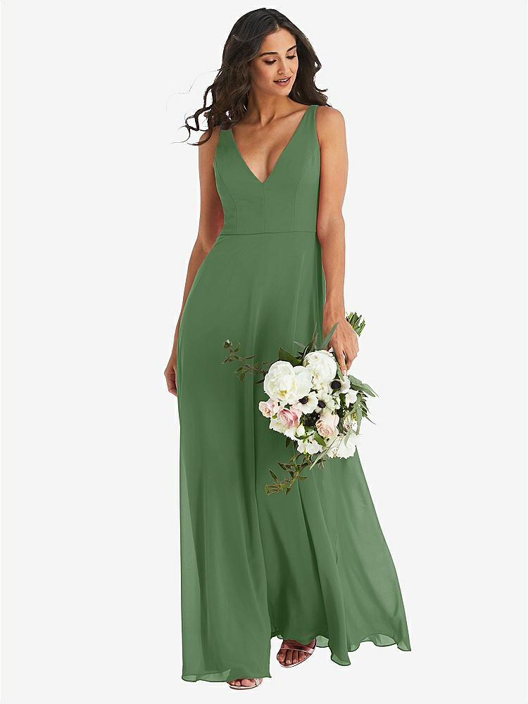 【STYLE: 1549】Deep V-Neck Chiffon Maxi Dress【COLOR: Vineyard Green】