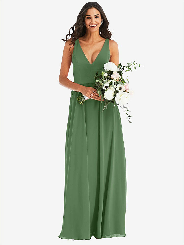 【STYLE: 1549】Deep V-Neck Chiffon Maxi Dress【COLOR: Vineyard Green】