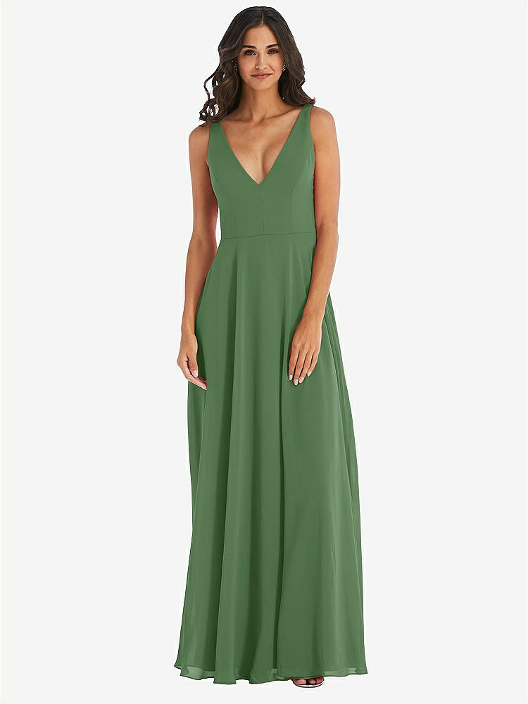 【STYLE: 1549】Deep V-Neck Chiffon Maxi Dress【COLOR: Vineyard Green】