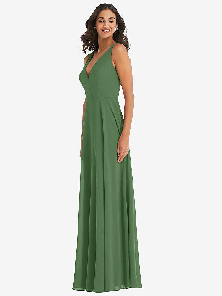 【STYLE: 1549】Deep V-Neck Chiffon Maxi Dress【COLOR: Vineyard Green】
