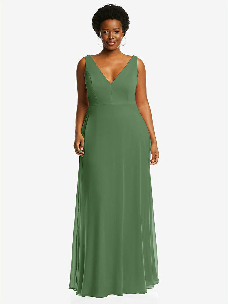 【STYLE: 1549】Deep V-Neck Chiffon Maxi Dress【COLOR: Vineyard Green】