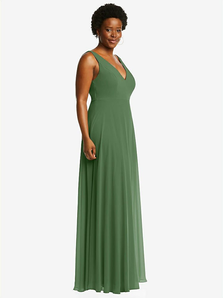 【STYLE: 1549】Deep V-Neck Chiffon Maxi Dress【COLOR: Vineyard Green】