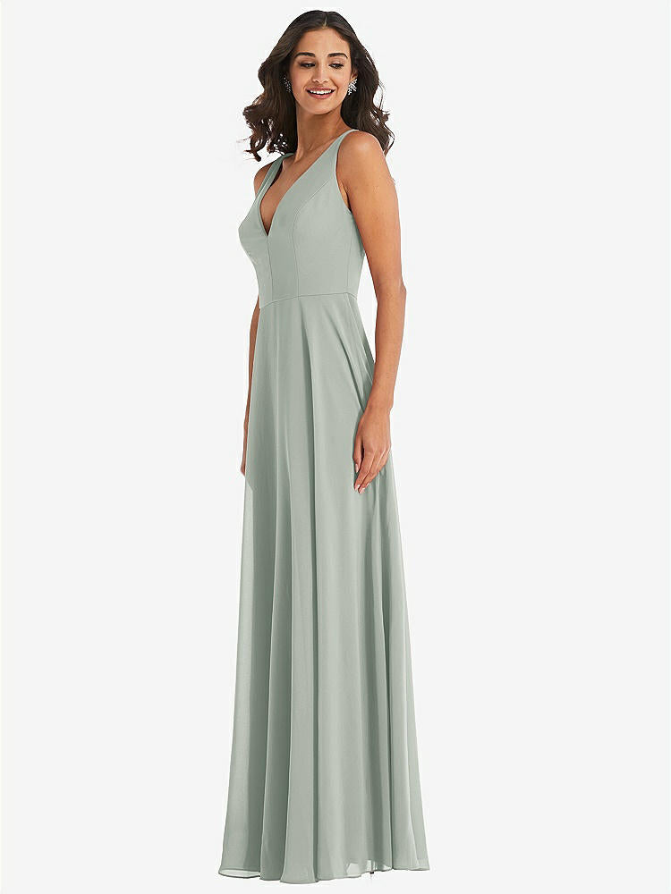 【STYLE: 1549】Deep V-Neck Chiffon Maxi Dress【COLOR: Willow Green】