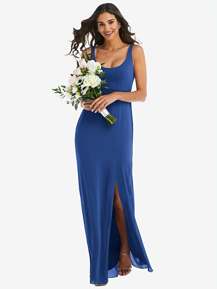 【STYLE: 1550】Scoop Neck Open-Back Trumpet Gown【COLOR: Classic Blue】