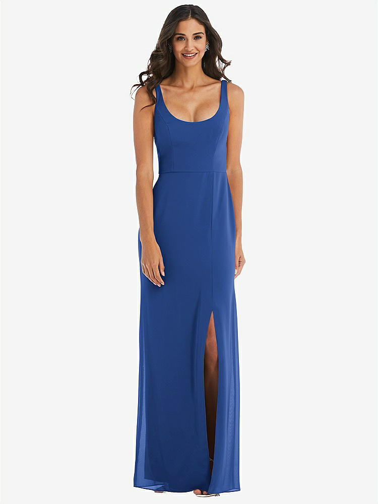 【STYLE: 1550】Scoop Neck Open-Back Trumpet Gown【COLOR: Classic Blue】