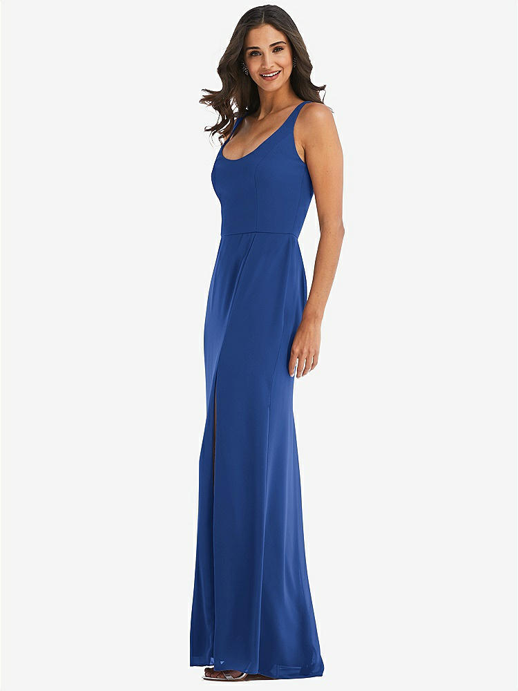【STYLE: 1550】Scoop Neck Open-Back Trumpet Gown【COLOR: Classic Blue】
