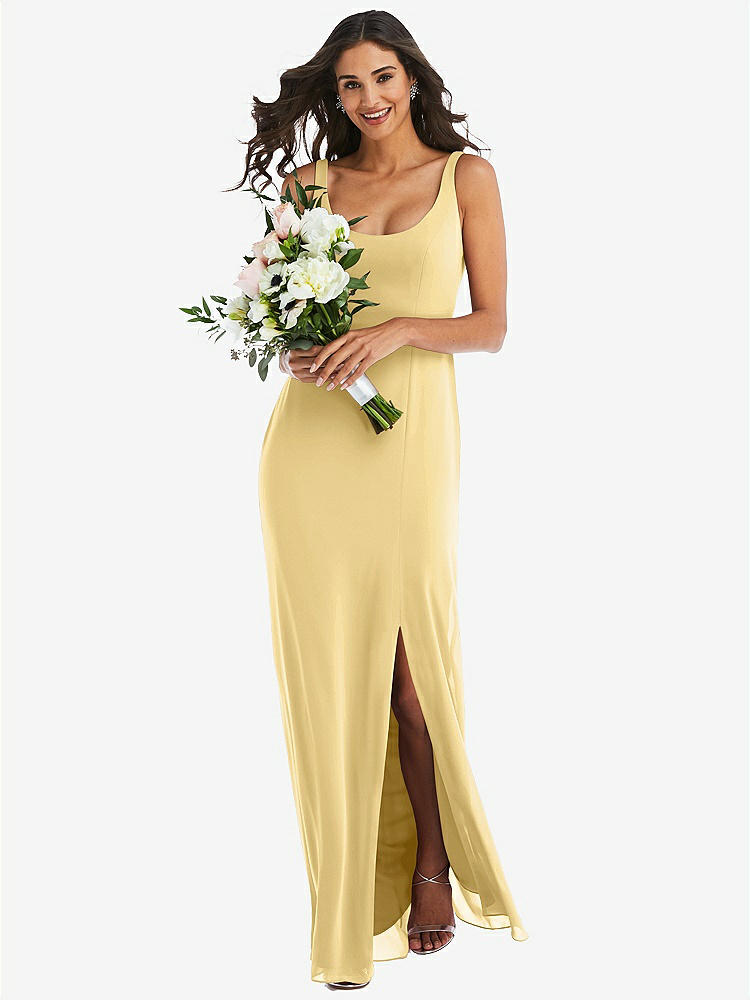 【STYLE: 1550】Scoop Neck Open-Back Trumpet Gown【COLOR: Buttercup】