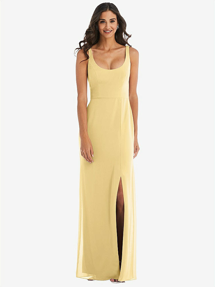 【STYLE: 1550】Scoop Neck Open-Back Trumpet Gown【COLOR: Buttercup】