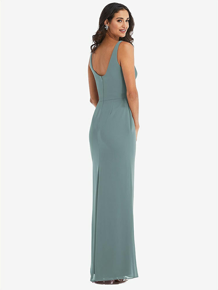 【STYLE: 1550】Scoop Neck Open-Back Trumpet Gown【COLOR: Icelandic】