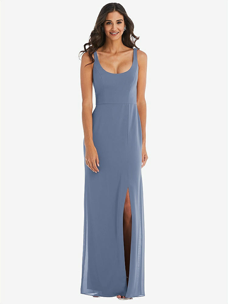 【STYLE: 1550】Scoop Neck Open-Back Trumpet Gown【COLOR: Larkspur Blue】