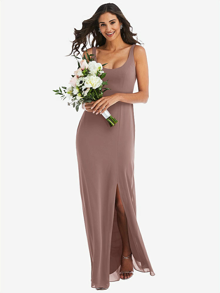 【STYLE: 1550】Scoop Neck Open-Back Trumpet Gown【COLOR: Sienna】