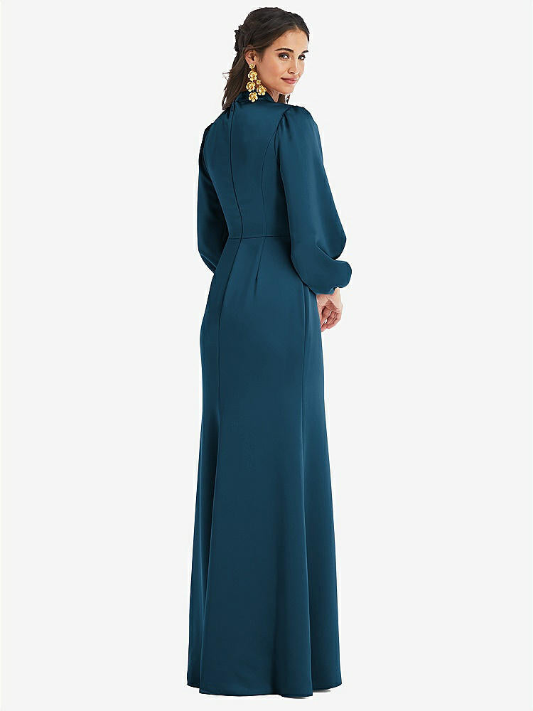 【NEW】【STYLE: LB023】高 襟 パフ スリーブ トランペット ガウン - ダービー【COLOR: Atlantic Blue】【SIZE: 00-30W】