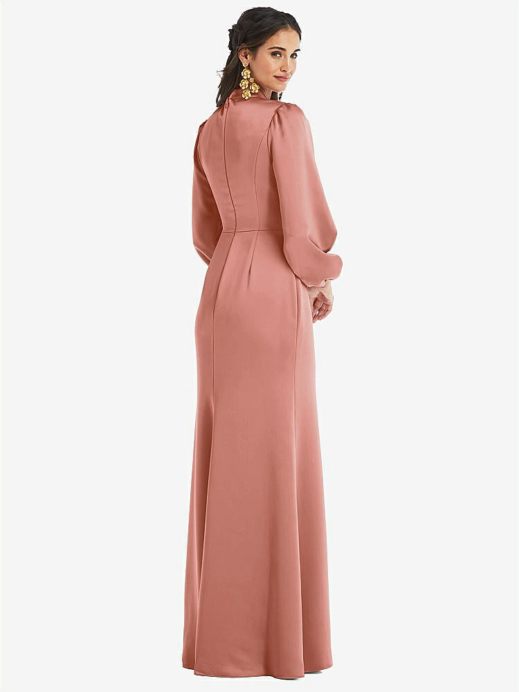 【NEW】【STYLE: LB023】高 襟 パフ スリーブ トランペット ガウン - ダービー【COLOR: Desert Rose】【SIZE: 00-30W】