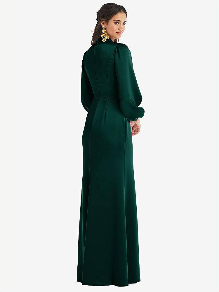 【NEW】【STYLE: LB023】高 襟 パフ スリーブ トランペット ガウン - ダービー【COLOR: Evergreen】【SIZE: 00-30W】