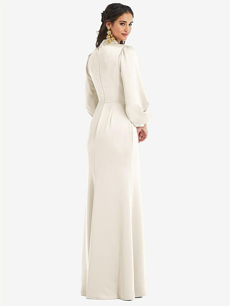 【NEW】【STYLE: LB023】高 襟 パフ スリーブ トランペット ガウン - ダービー【COLOR: Ivory】【SIZE: 00-30W】