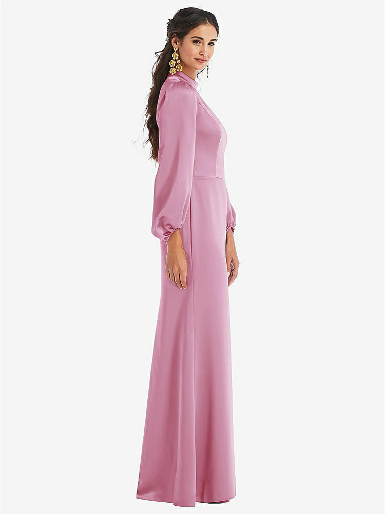 【NEW】【STYLE: LB023】高 襟 パフ スリーブ トランペット ガウン - ダービー【COLOR: Powder Pink】【SIZE: 00-30W】