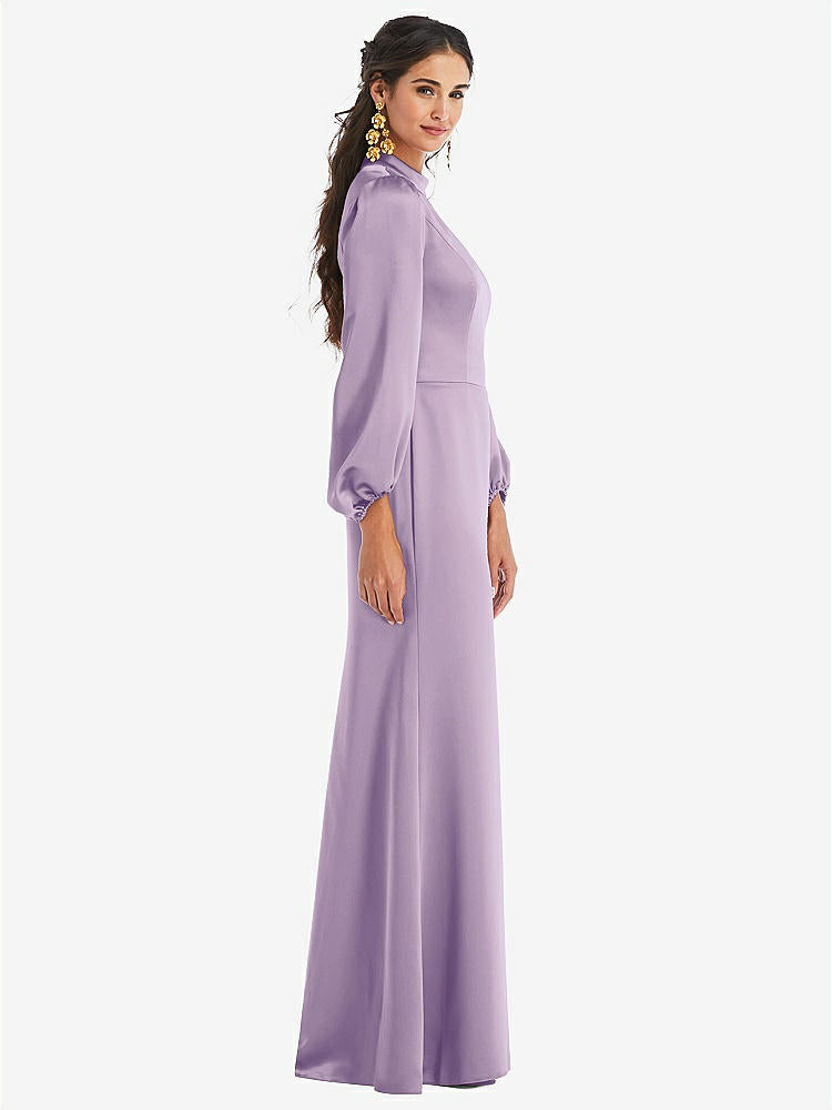 【NEW】【STYLE: LB023】高 襟 パフ スリーブ トランペット ガウン - ダービー【COLOR: Pale Purple】【SIZE: 00-30W】