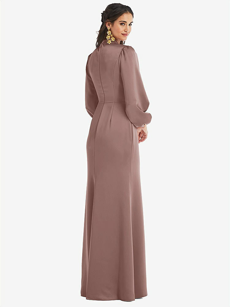 【NEW】【STYLE: LB023】高 襟 パフ スリーブ トランペット ガウン - ダービー【COLOR: Sienna】【SIZE: 00-30W】