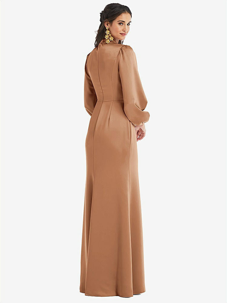 【NEW】【STYLE: LB023】高 襟 パフ スリーブ トランペット ガウン - ダービー【COLOR: Toffee】【SIZE: 00-30W】