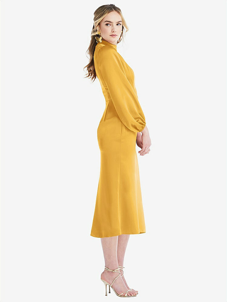 【NEW】【STYLE: LB024】高 襟 パフ 袖 MIDI ドレス - ブロンウィン【COLOR: NYC Yellow】【SIZE: 00-30W】