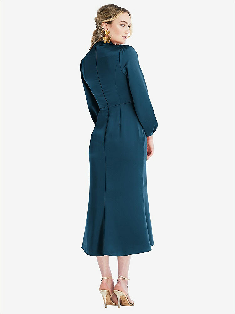【NEW】【STYLE: LB024】高 襟 パフ 袖 MIDI ドレス - ブロンウィン【COLOR: Atlantic Blue】【SIZE: 00-30W】