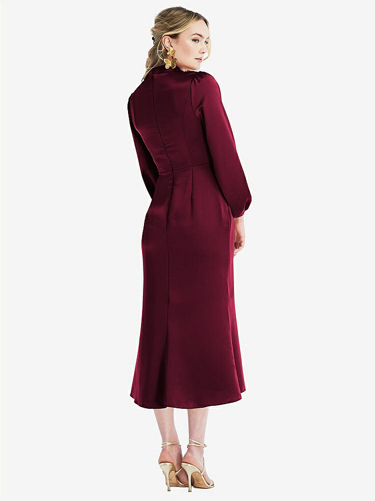 【NEW】【STYLE: LB024】高 襟 パフ 袖 MIDI ドレス - ブロンウィン【COLOR: Cabernet】【SIZE: 00-30W】