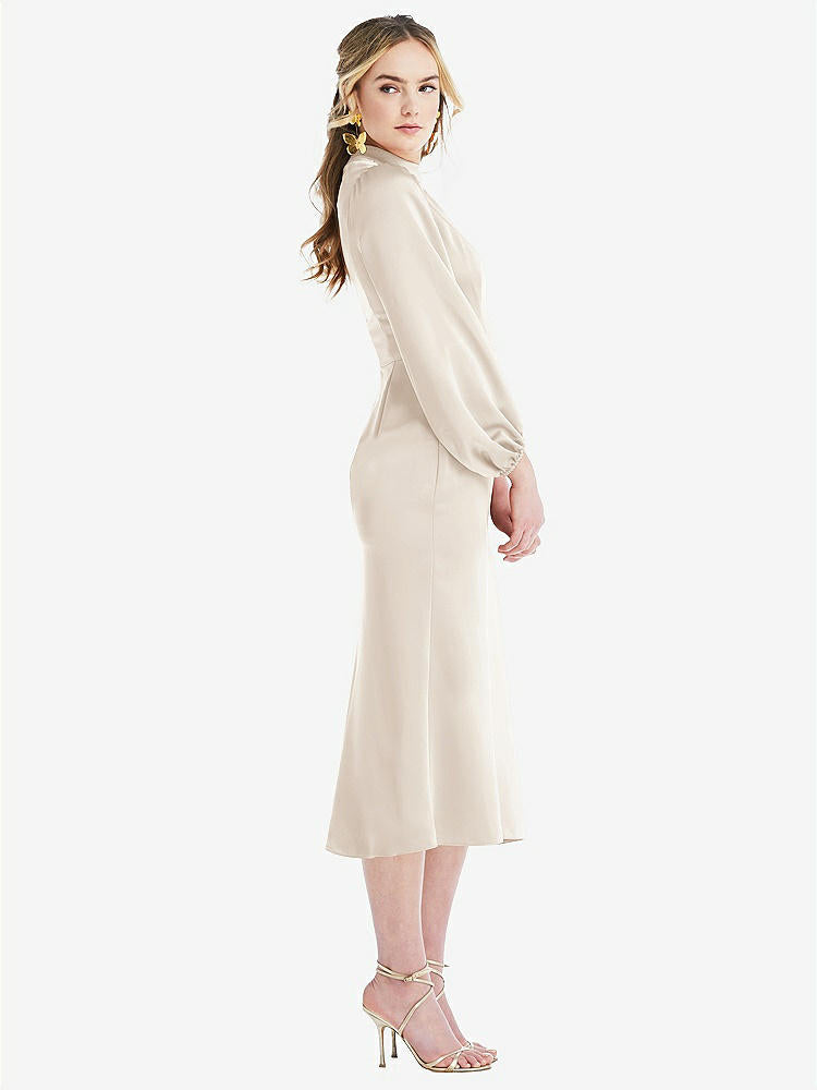 【NEW】【STYLE: LB024】高 襟 パフ 袖 MIDI ドレス - ブロンウィン【COLOR: Oat】【SIZE: 00-30W】
