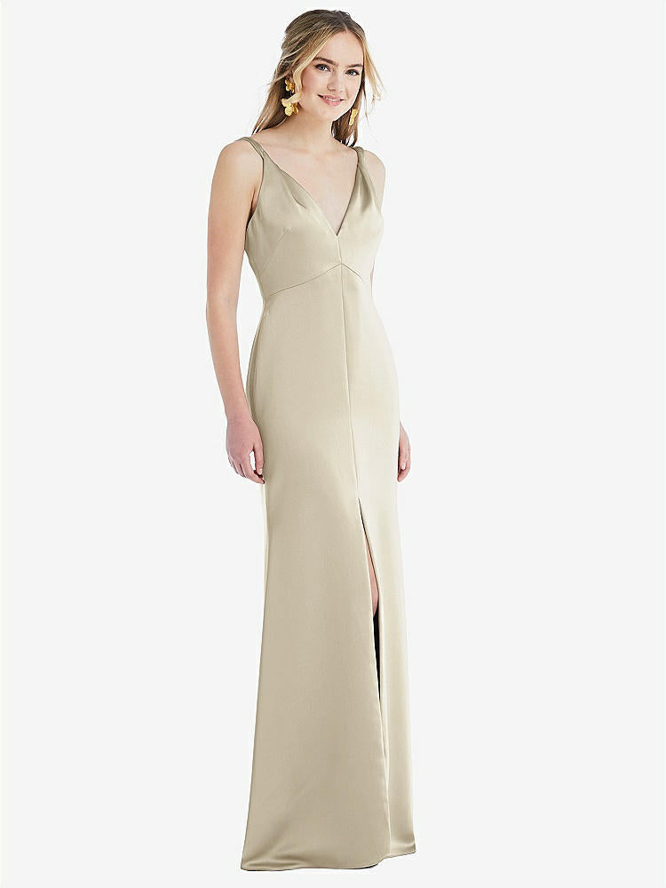 【STYLE: LB027】Twist Strap Maxi Slip Dress with Front Slit - Neve【COLOR: Champagne】