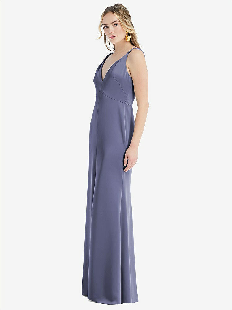 【STYLE: LB027】Twist Strap Maxi Slip Dress with Front Slit - Neve【COLOR: French Blue】