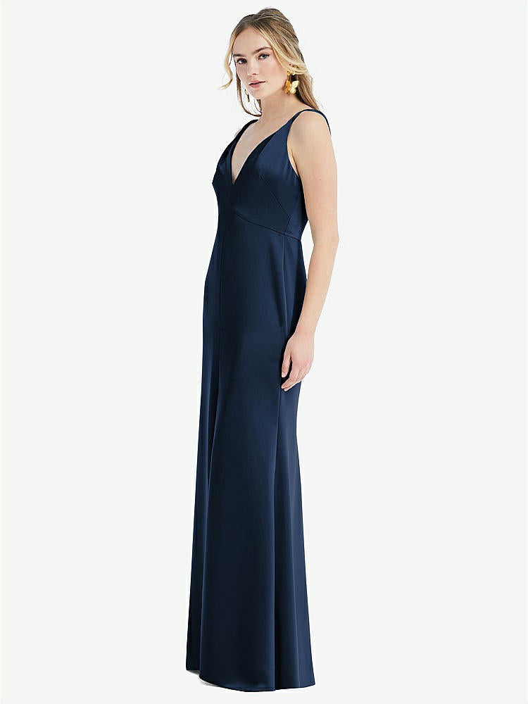 【STYLE: LB027】Twist Strap Maxi Slip Dress with Front Slit - Neve【COLOR: Midnight Navy】