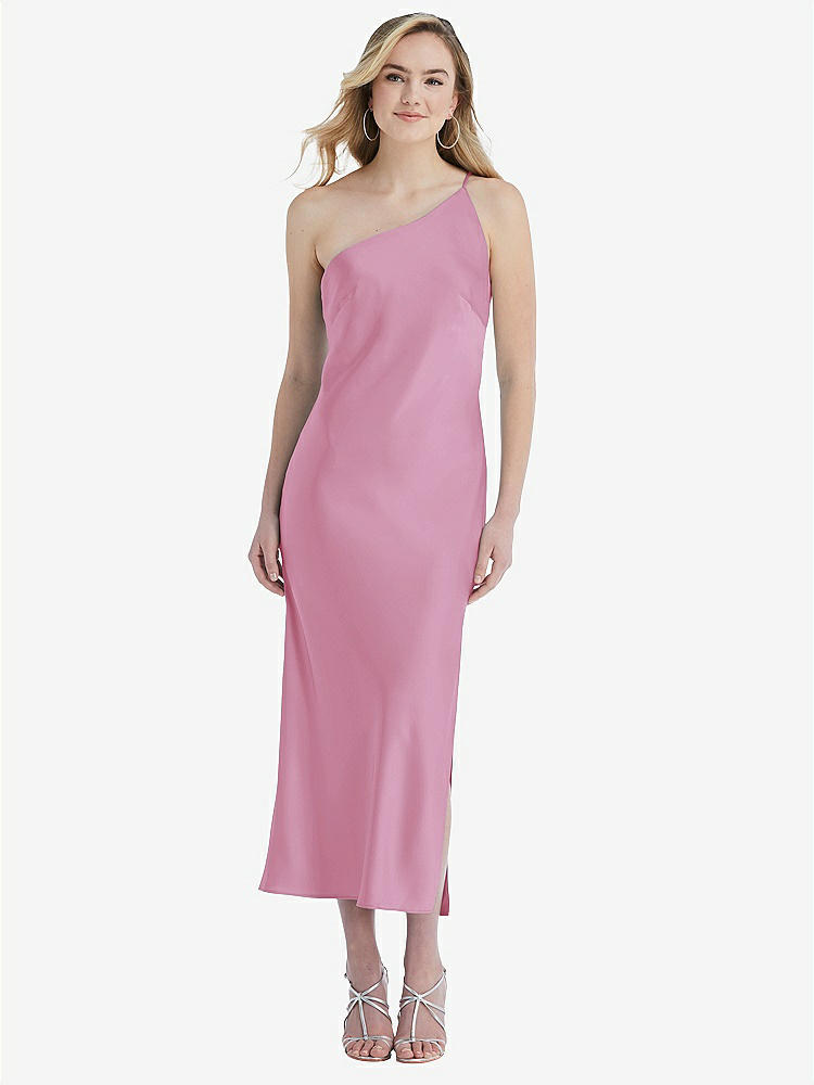 【NEW】【STYLE: 8202】ワンショルダー 非対称 MIDI スリップ ドレス【COLOR: Powder Pink】【SIZE: 00-30W】