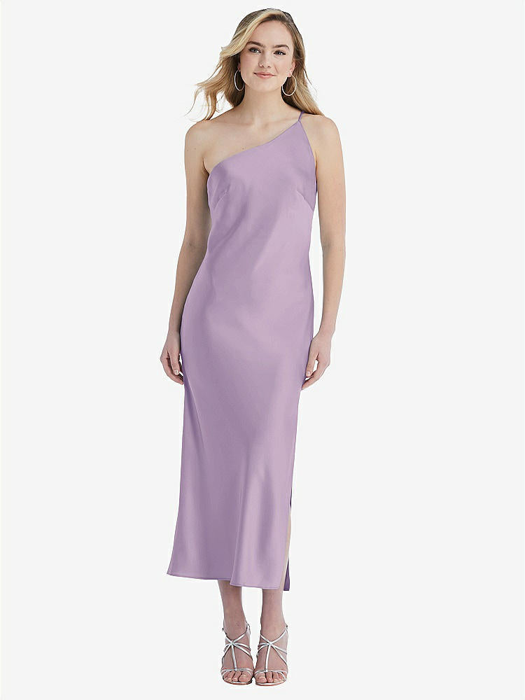 【NEW】【STYLE: 8202】ワンショルダー 非対称 MIDI スリップ ドレス【COLOR: Pale Purple】【SIZE: 00-30W】