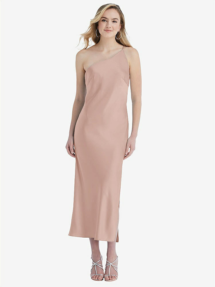 【NEW】【STYLE: 8202】ワンショルダー 非対称 MIDI スリップ ドレス【COLOR: Toasted Sugar】【SIZE: 00-30W】