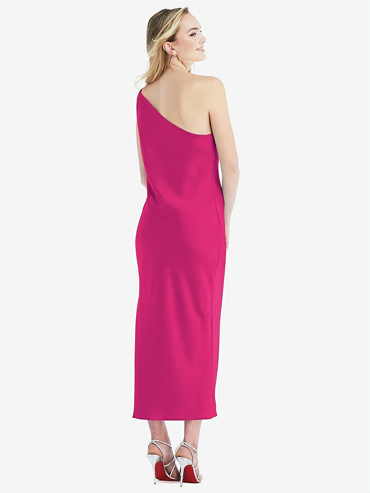 【STYLE: 8202】One-Shoulder Asymmetrical Midi Slip Dress【COLOR: Think Pink】