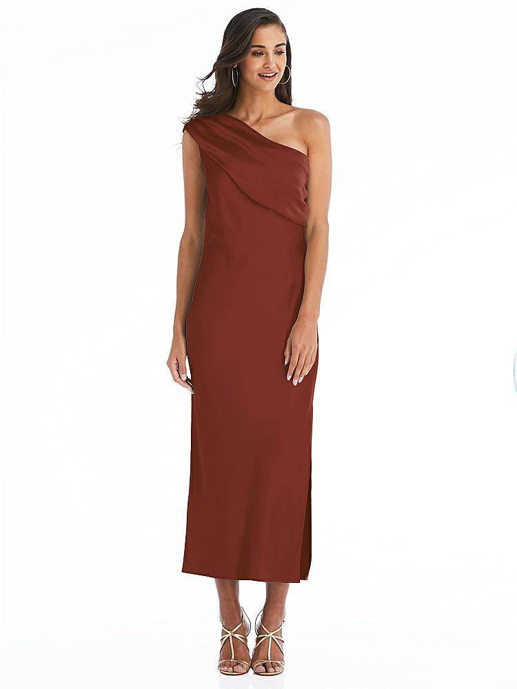【NEW】【STYLE: 8203】ドレープ ワンショルダー コンバーチブル MIDI スリップ ドレス【COLOR: Auburn Moon】【SIZE: 00-30W】