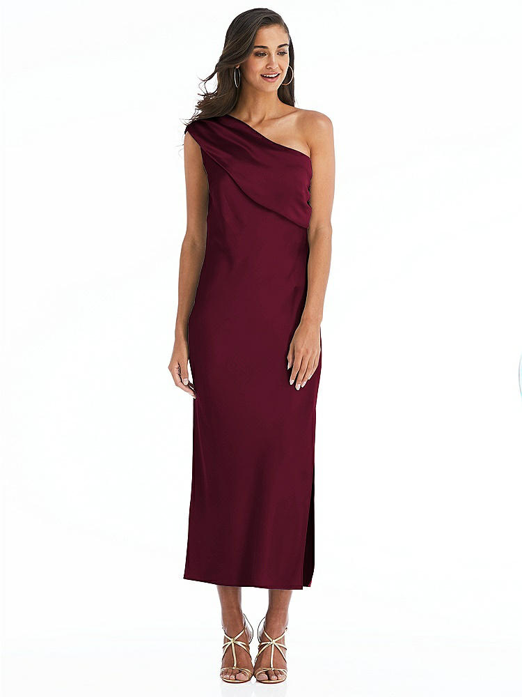 【NEW】【STYLE: 8203】ドレープ ワンショルダー コンバーチブル MIDI スリップ ドレス【COLOR: Cabernet】【SIZE: 00-30W】