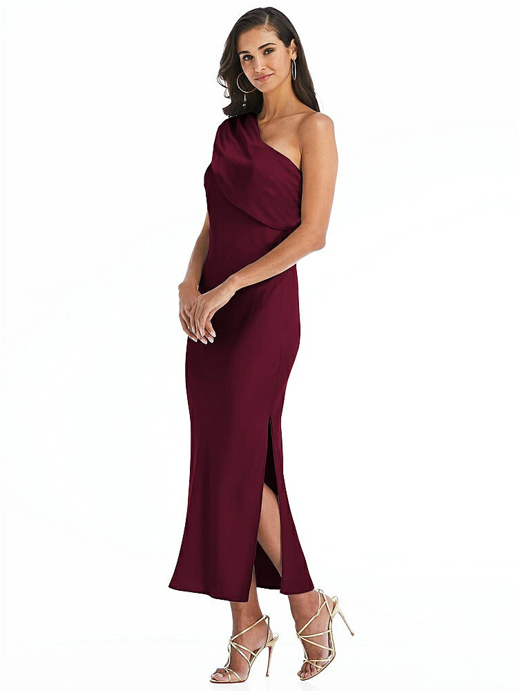 【NEW】【STYLE: 8203】ドレープ ワンショルダー コンバーチブル MIDI スリップ ドレス【COLOR: Cabernet】【SIZE: 00-30W】
