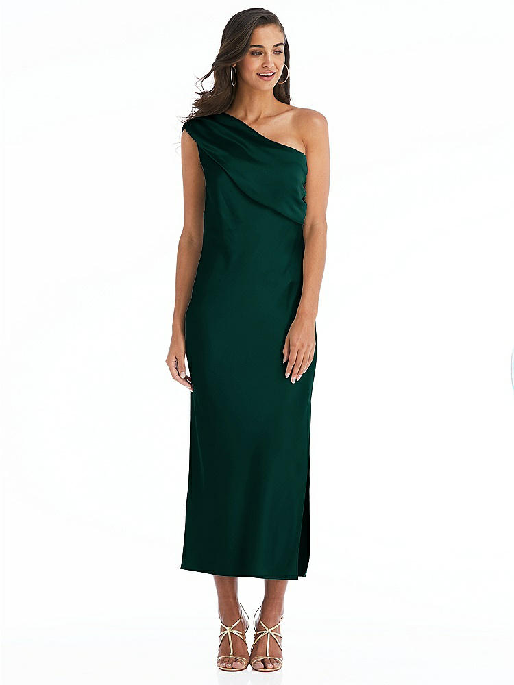 【NEW】【STYLE: 8203】ドレープ ワンショルダー コンバーチブル MIDI スリップ ドレス【COLOR: Evergreen】【SIZE: 00-30W】