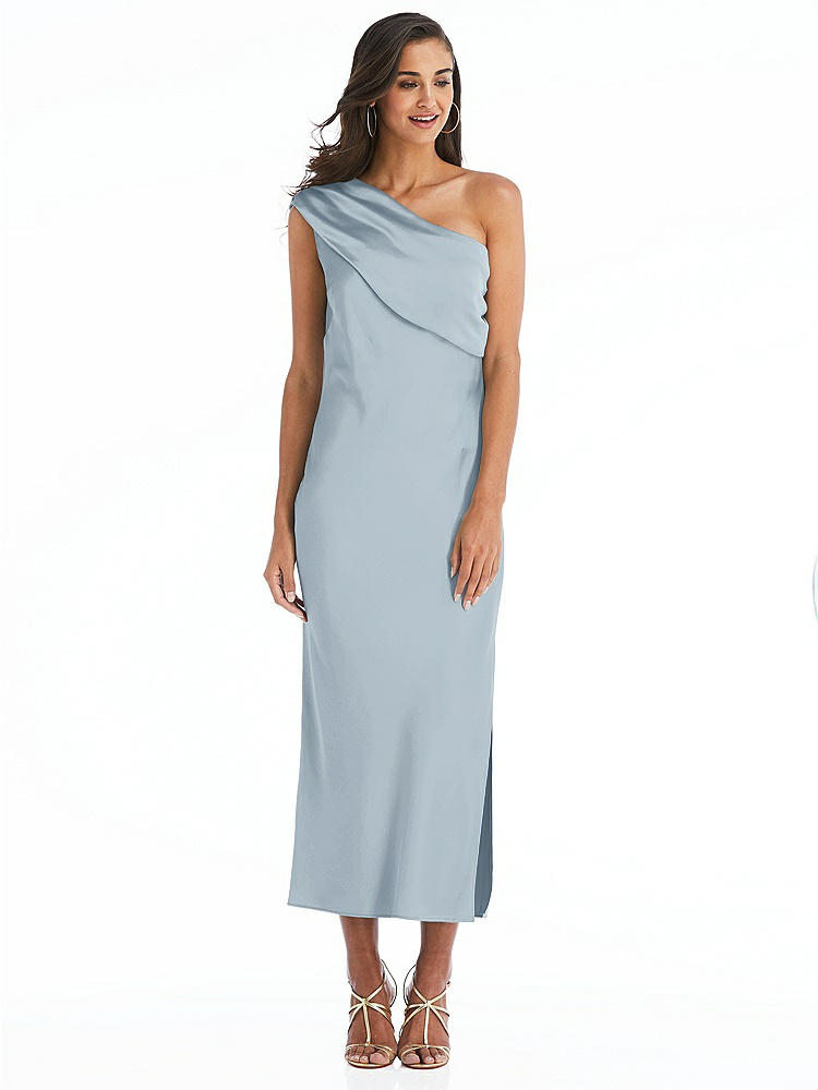 【STYLE: 8203】Draped One-Shoulder Convertible Midi Slip Dress【COLOR: Mist】