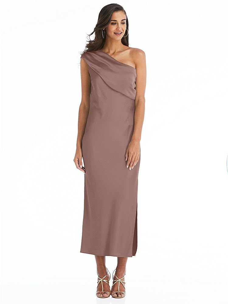 【STYLE: 8203】Draped One-Shoulder Convertible Midi Slip Dress【COLOR: Sienna】