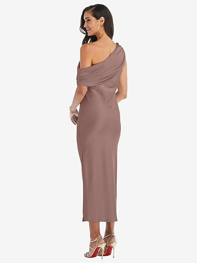 【STYLE: 8203】Draped One-Shoulder Convertible Midi Slip Dress【COLOR: Sienna】