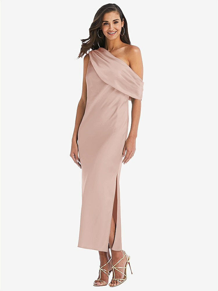 【NEW】【STYLE: 8203】ドレープ ワンショルダー コンバーチブル MIDI スリップ ドレス【COLOR: Toasted Sugar】【SIZE: 00-30W】