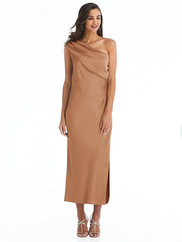 【NEW】【STYLE: 8203】ドレープ ワンショルダー コンバーチブル MIDI スリップ ドレス【COLOR: Toffee】【SIZE: 00-30W】